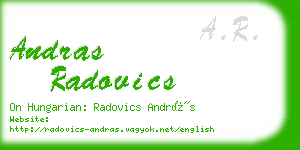 andras radovics business card